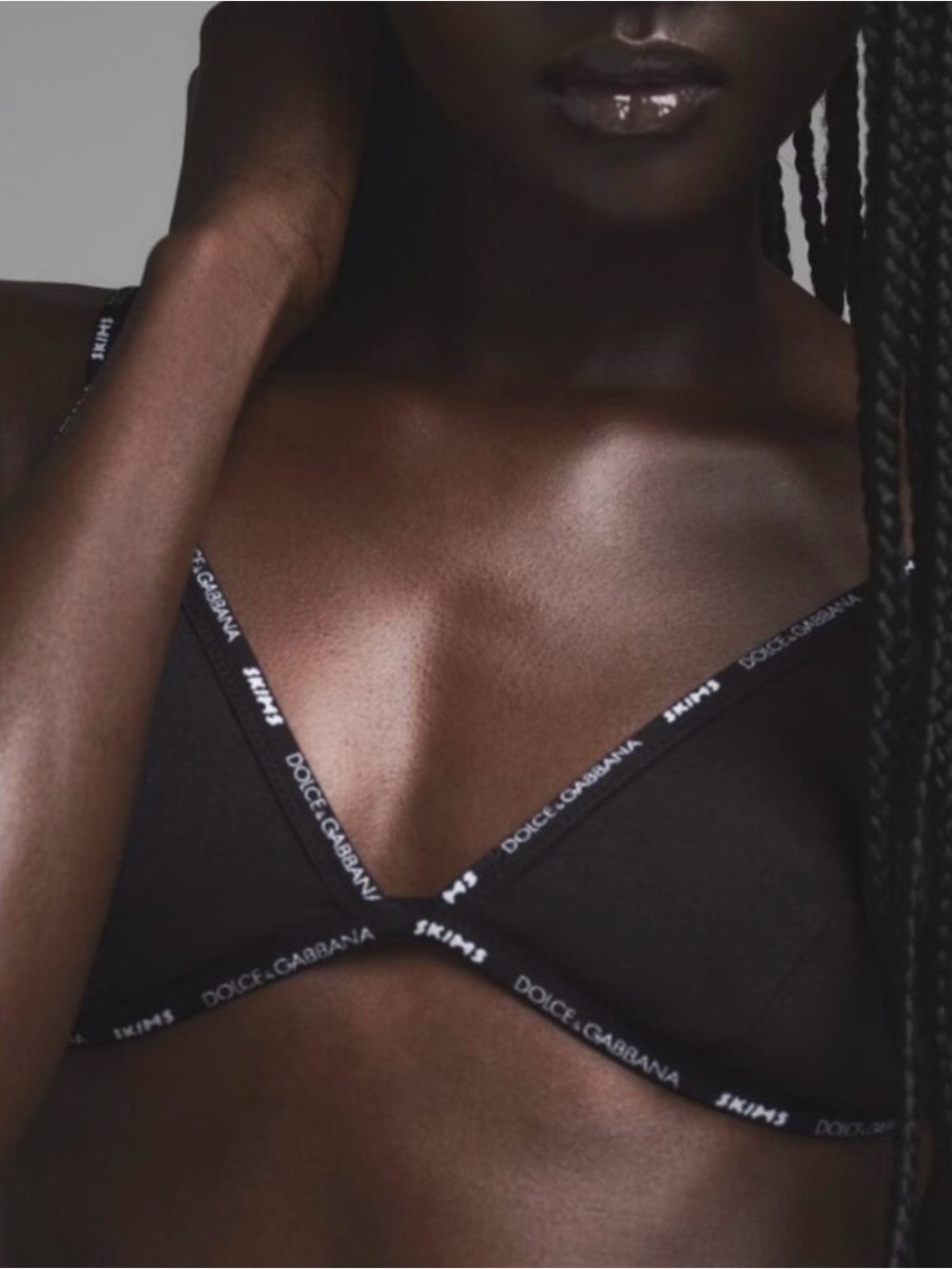 SKIMS x Dolce&Gabbana Cotton Jersey Triangle Bralette in Onyx